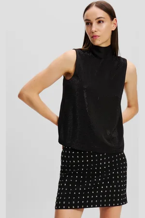 Karl Lagerfeld Halenka rhinestone evening top black