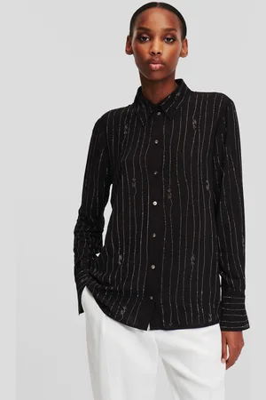 Karl Lagerfeld Košile rhinestone stripe shirt black