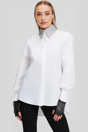 Karl Lagerfeld Košile rhinestone collar shirt white
