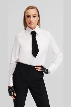 Karl Lagerfeld Košile archive classic shirt black textured lthr