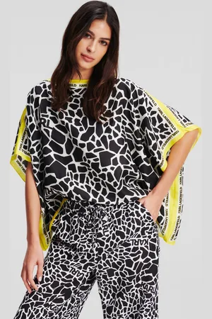 Karl Lagerfeld Halenka silk scarf tunic giraffe black/white