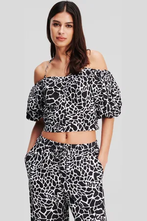 Karl Lagerfeld Halenka linen blend top giraffe black/white