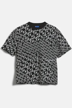 Karl Lagerfeld Tričko klj regular sslv monogram tee black white aop