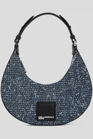 Karl Lagerfeld Kabelka tech leather small half moon white/blue boucle