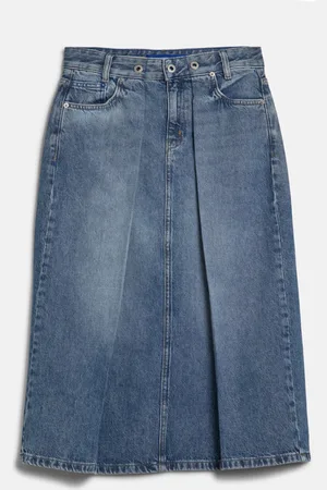 Karl Lagerfeld Sukně klj mr denim pleat midi skirt liber vintage blue