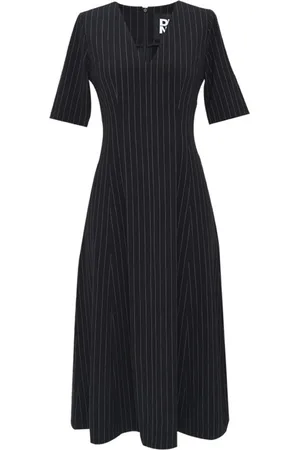 DKNY Šaty s/s midi dress black stripe