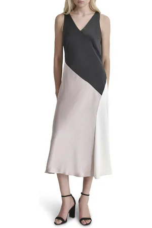 DKNY Šaty s/l v-neck color-blo blk/camel