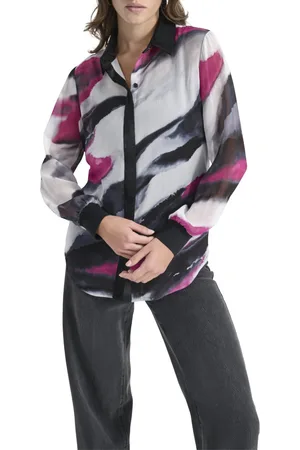 DKNY Košile l/s prnt chiffon btt grey geod
