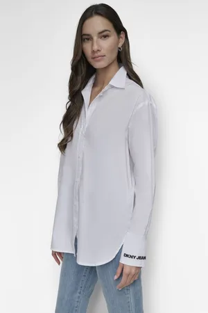 DKNY Košile long sleeve poplin s wht/blk