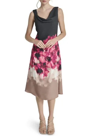 DKNY Šaty s/l cowl neck midi d blk multi