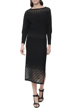 DKNY Svetr l/s patterned sheer black