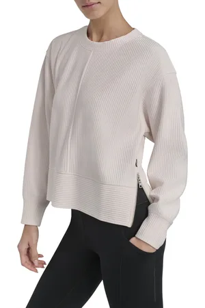 DKNY Svetr crew nk po w/sm deta sand