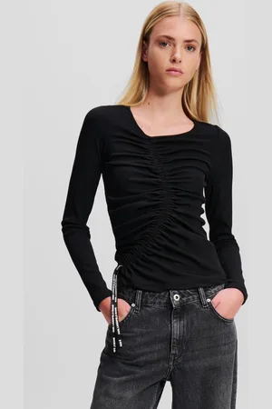 Karl Lagerfeld Top klj ruched lslv top black
