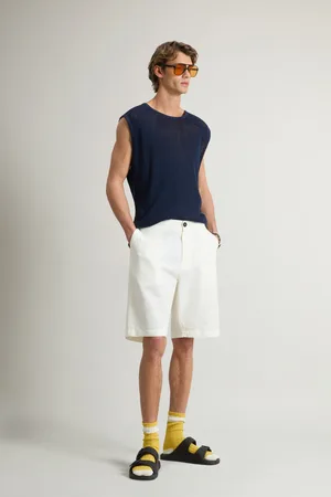 Woolrich Šortky linen blend shorts feather white