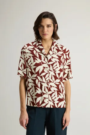 Woolrich Košile printed fluid shirt red leaf