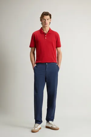 Woolrich Kalhoty linen blend pants dream blue