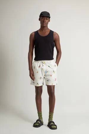 Woolrich Šortky printed poplin shorts white hook
