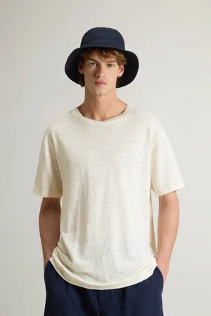 Woolrich Tričko linen t-shirt jet stream
