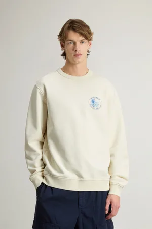 Woolrich Mikina graphic crewneck jet stream
