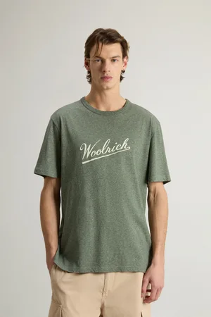 Woolrich Tričko mouline jersey logo t-shirt greenstone