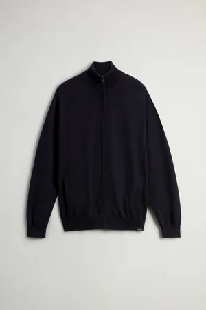 Woolrich Svetr full-zip cotton cardigan melton blue