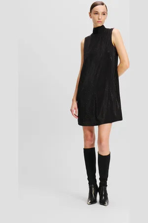 Karl Lagerfeld Šaty rhinestone shift bow dress black