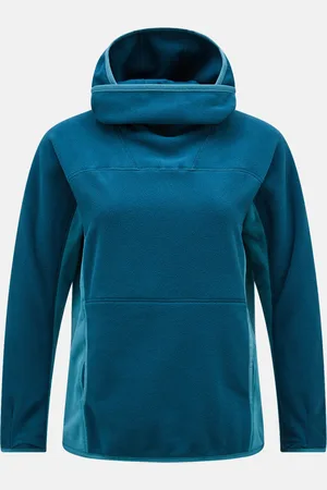 Peak Performance Mikina w treeline fleece hood infinity teel
