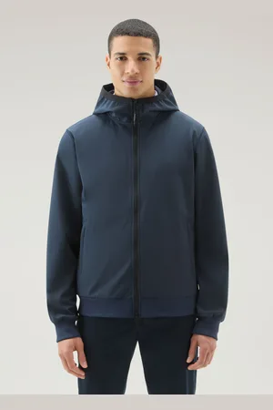 Woolrich Mikina soft shell full zip hoodie melton blue