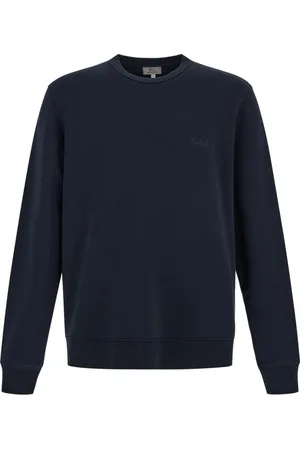 Woolrich Mikina logo script crewneck melton blue