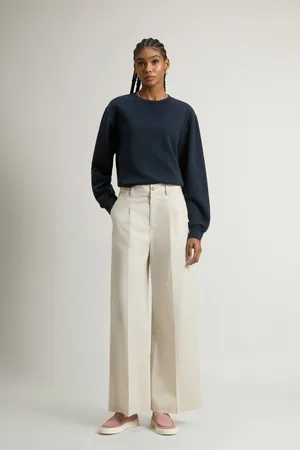 Woolrich Kalhoty wide leg chino trouser light oak