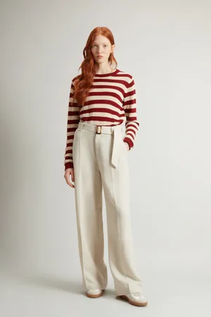 Woolrich Kalhoty viscose linen pant light oak