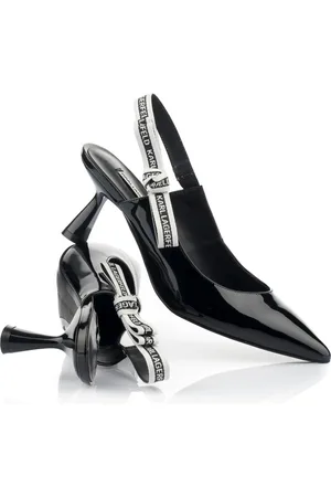 Karl Lagerfeld Lodičky panache ribbon sling black patent lthr