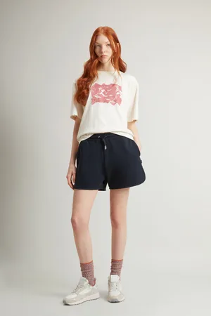 Woolrich Teplákové šortky classic fleece short melton blue