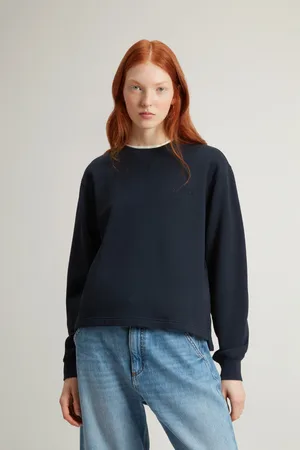 Woolrich Mikina classic fleece crewneck melton blue