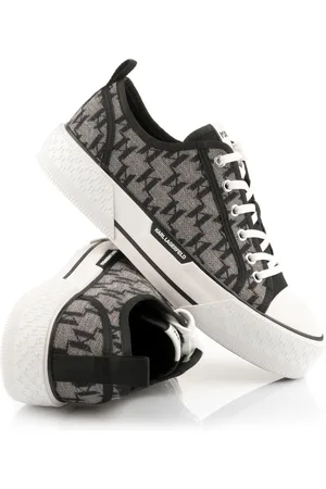 Karl Lagerfeld Tenisky kampus max monogram lo lace black jacq textile w/grey