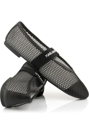 Karl Lagerfeld Baleríny karo mesh pump black net textile