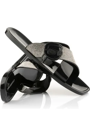 Karl Lagerfeld Pantofle jelly iii sparkle nft krosstrap black rubber w/silver
