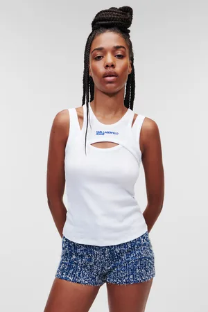 Karl Lagerfeld Tričko klj layered ribbed tanktop white