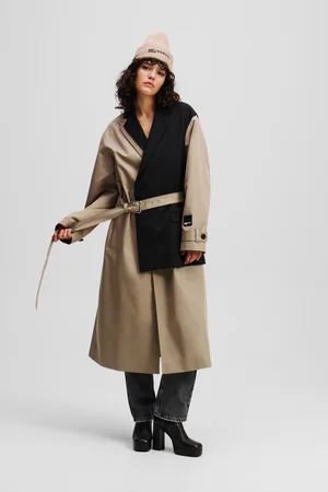 Karl Lagerfeld Kabát klj mixed material trench desert taupe