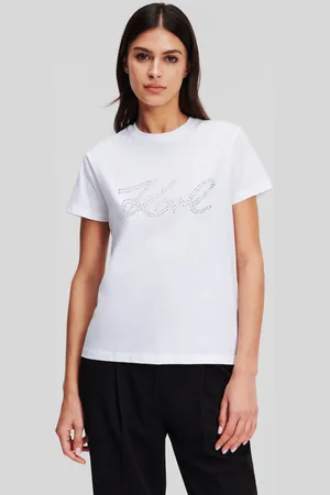 Karl Lagerfeld Tričko rhinestone logo t-shirt white