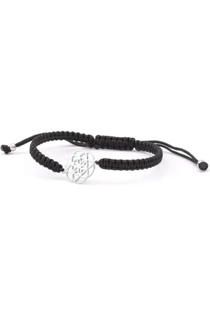 Beneto Exclusive Stylový černý šňůrkový kabala náramek Mandala AGB545