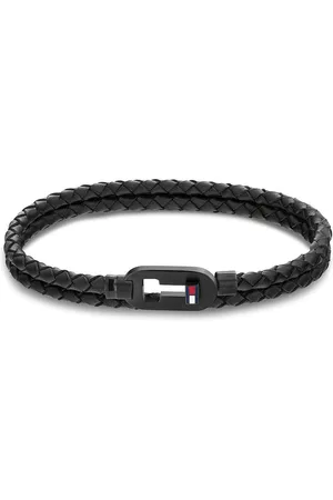Tommy Hilfiger Dvojitý černý kožený náramek 2790386 17,5 cm