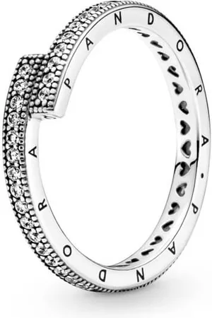 PANDORA Něžný stříbrný prsten Logo a srdíčka 199491C01 50 mm