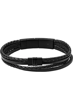 Fossil Černý kožený náramek JF03098001
