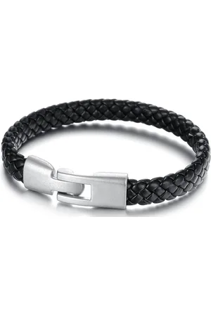 Troli Černý pánský náramek z proplétané kůže Leather
