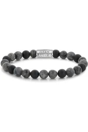 Rebel & Rose Korálkový náramek Grey Rocks RR-80069-S 20 cm - L+