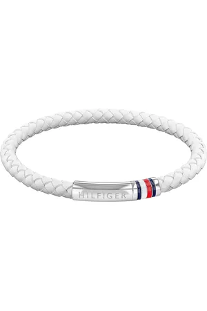 Tommy Hilfiger Bílý kožený náramek s ocelovým zapínáním 2790405