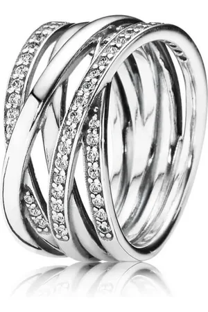 PANDORA Stříbrný propletený prsten Timeless 190919CZ 50 mm