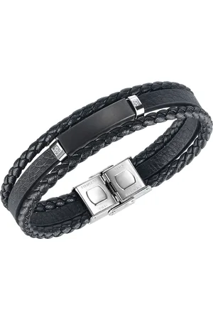 Troli Módní kožený náramek s ocelovými ozdobami Leather