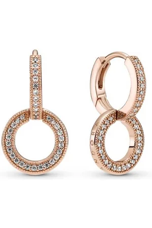PANDORA Třpytivé dvojité kruhové náušnice Rose 289052C01